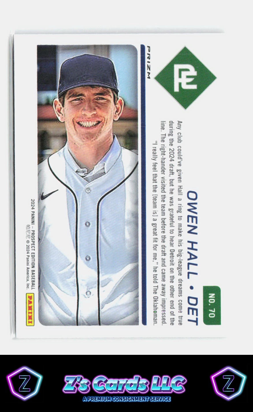 2024 Panini Prospect Edition Owen Hall Silver Prizm Holo Tigers