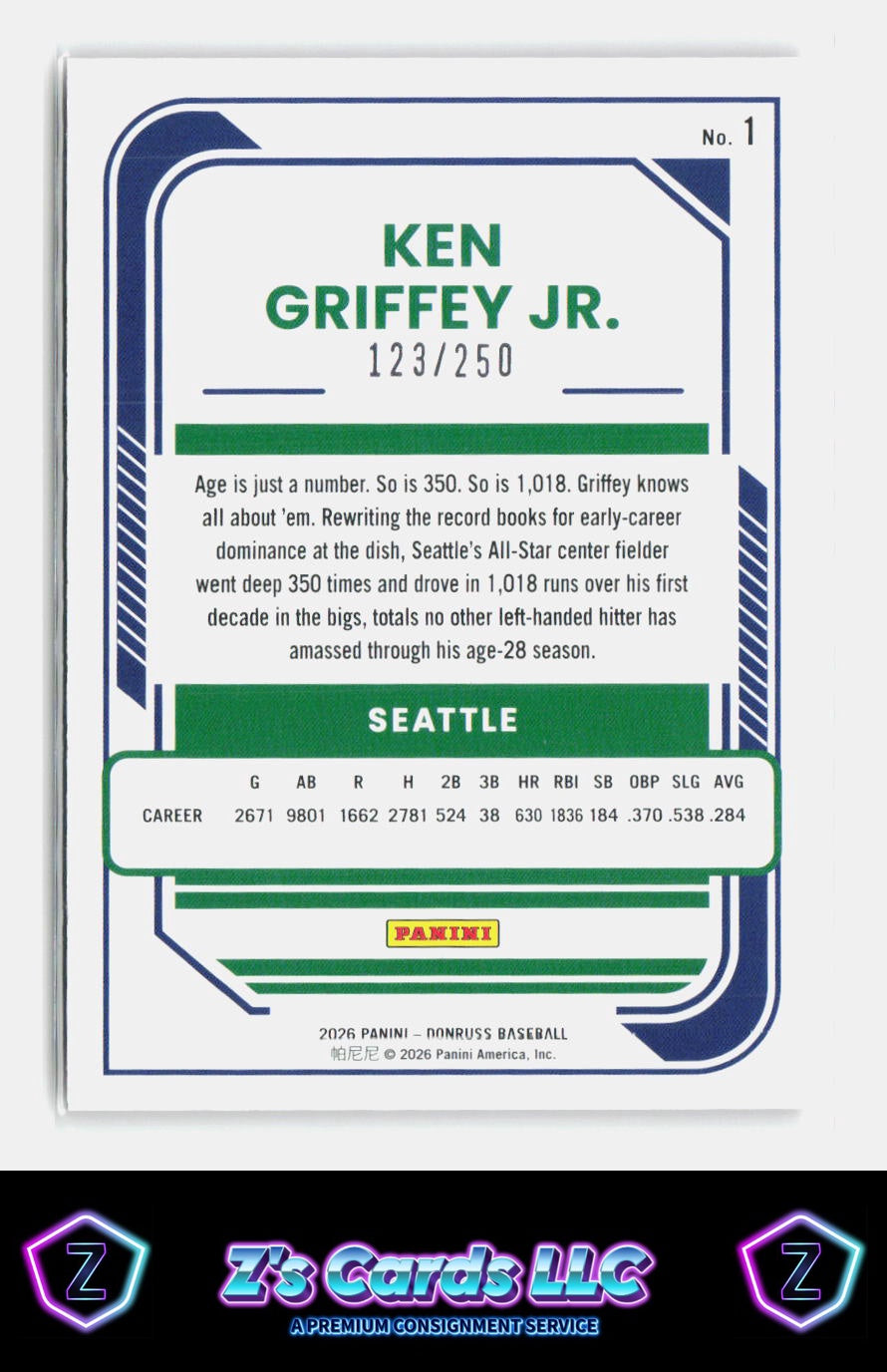 2026 Donruss Ken Griffey Jr. Red Foil /250 Mariners