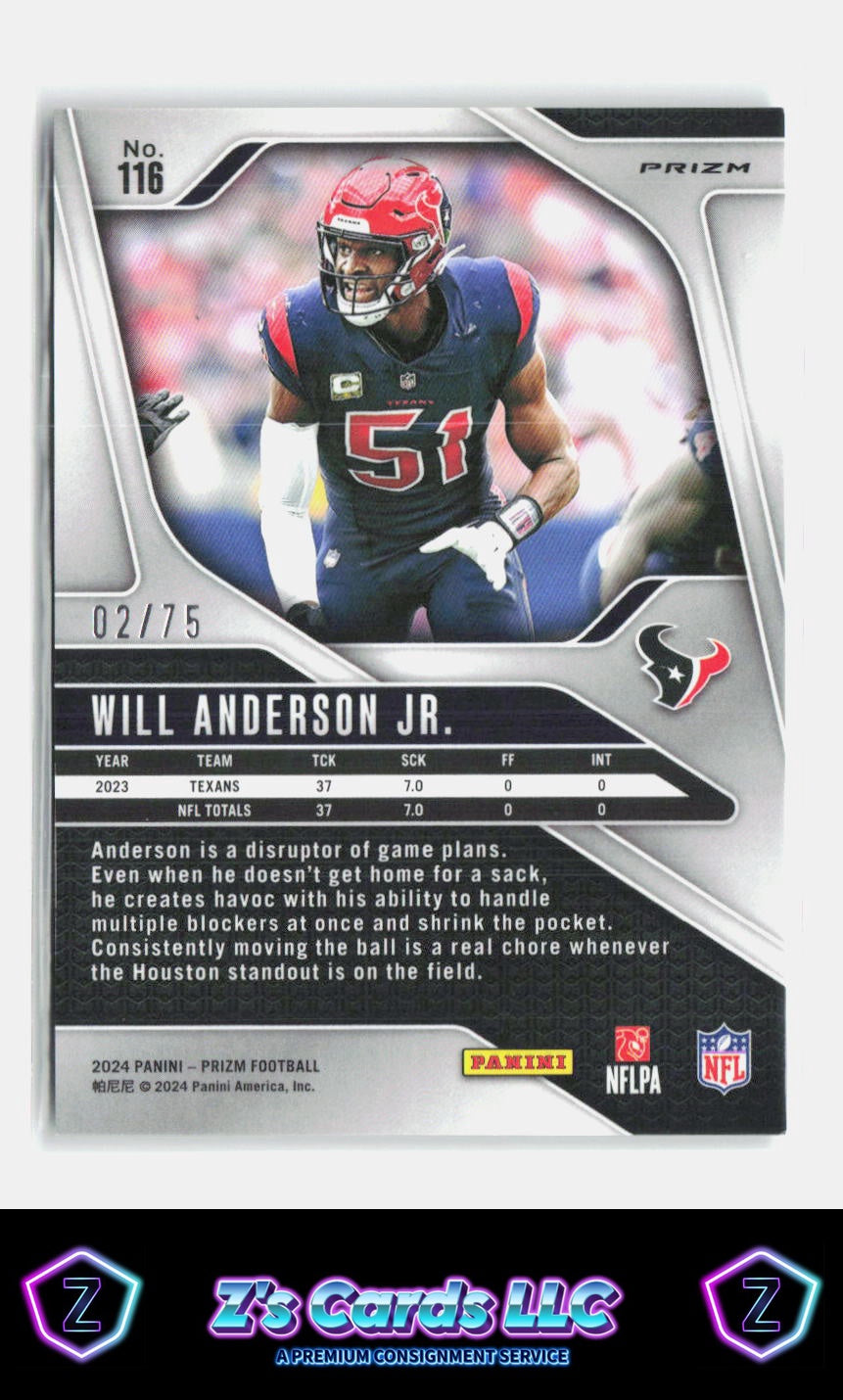 2024 Panini Prizm Will Anderson Jr. Green Scope /75 Texans SN