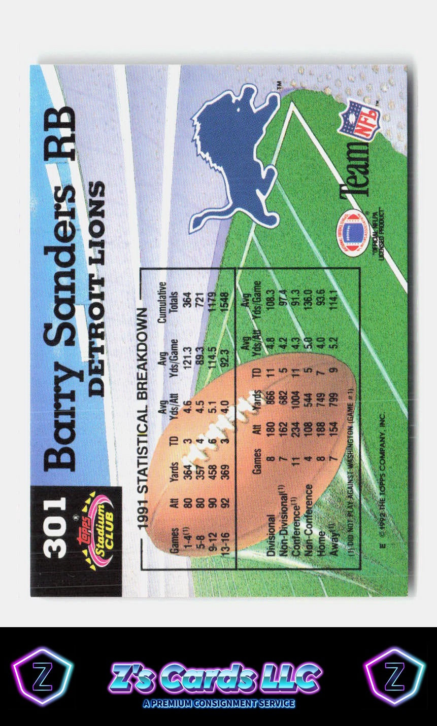 1992 Stadium Club Barry Sanders Lions