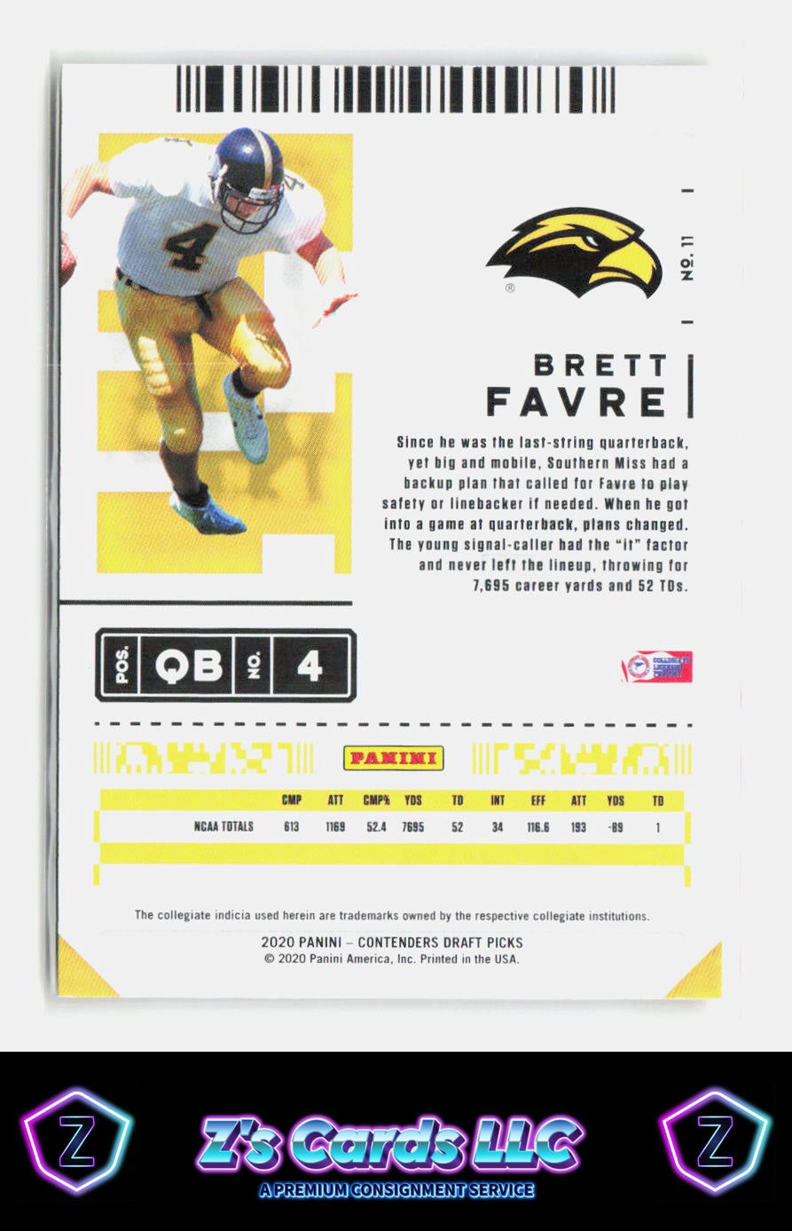 2020 Panini Contenders Draft Picks Brett Favre Golden Eagles