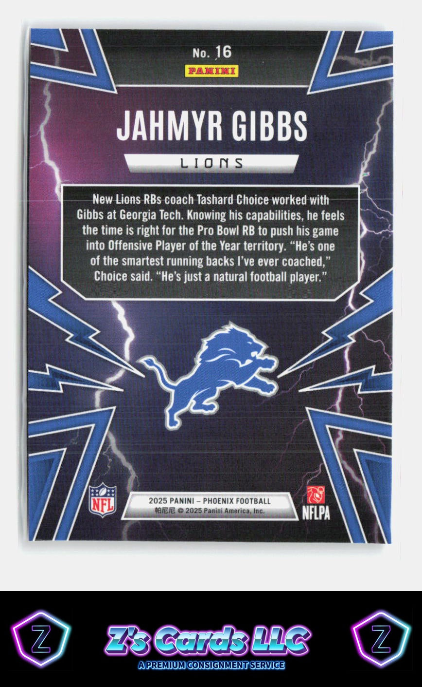 2025 Panini Phoenix Jahmyr Gibbs Thunderbirds #16 Silver Prizm Lions