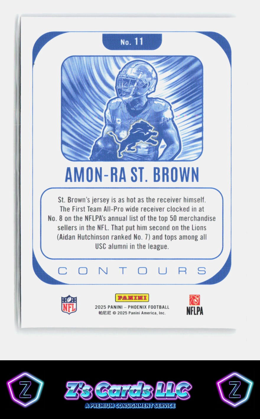 2025 Panini Phoenix Amon-Ra St. Brown Contours Silver Prizm Lions