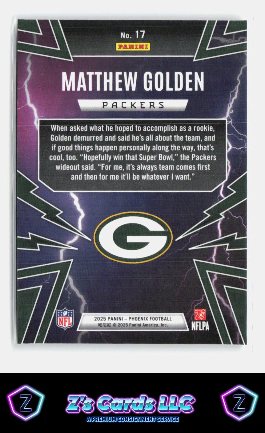 2025 Panini Phoenix Matthew Golden Thunderbirds Silver Rookie Packers