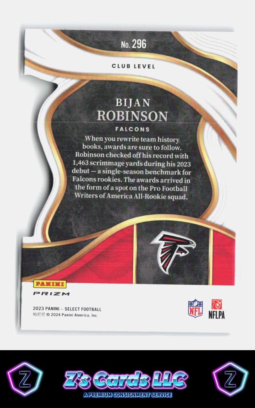 2023 Panini Select Bijan Robinson Black and Red Prizm Die Cut Falcons RC