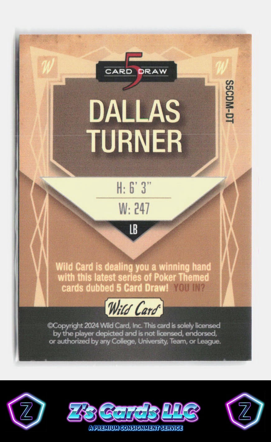 2024 Wild Card 5 Card Draw Dallas Turner Pink/Green Foil 2/2 Vikings (RC)