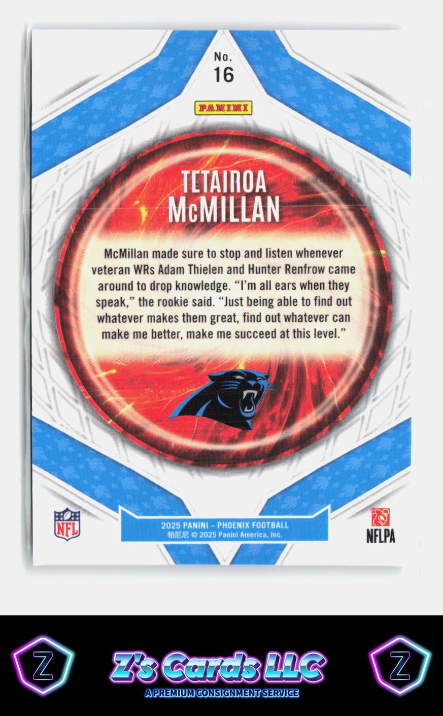 2025 Panini Phoenix Tetairoa McMillan Silver Prizm Rookie Panthers (RC)