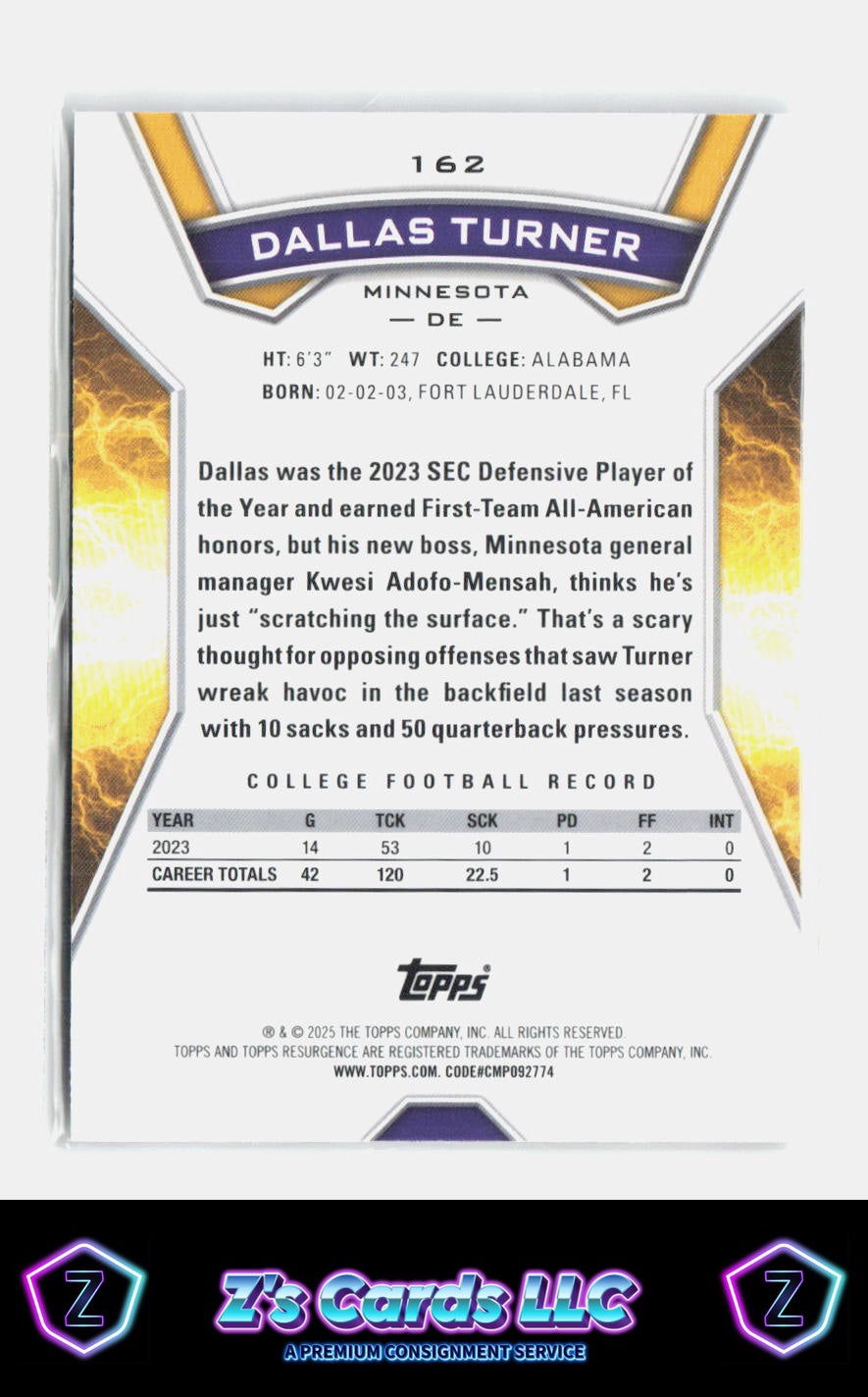 2024 Topps Resurgence Dallas Turner High Voltage Vikings RC