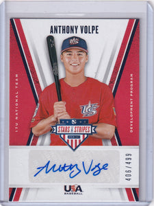 Anthony Volpe Auto /499 2019 Panini USA Baseball Stars & Stripes #17U-AV YANKEES