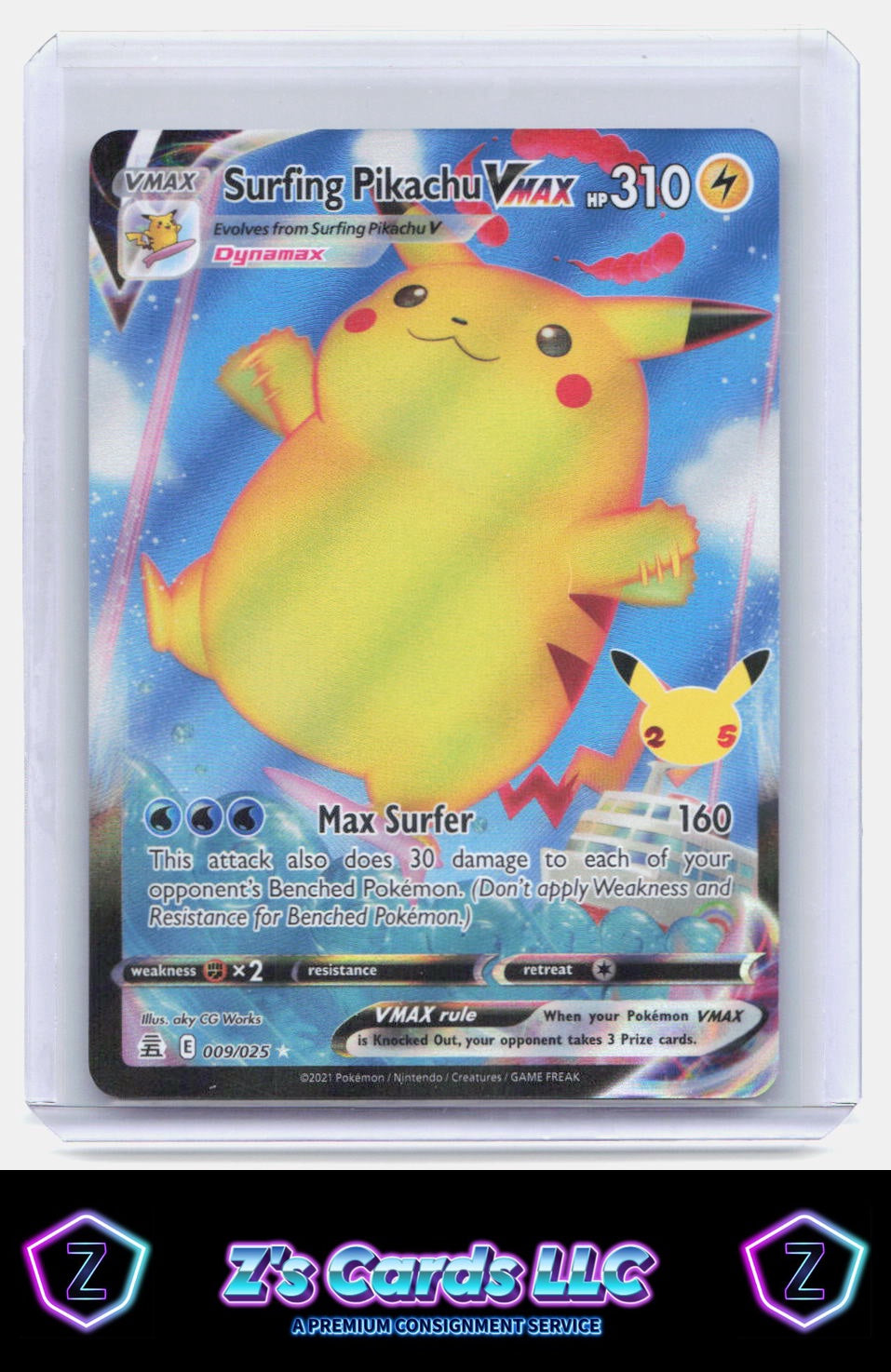 Celebrations #009/025 Surfing Pikachu VMAX Ultra Rare,Holo