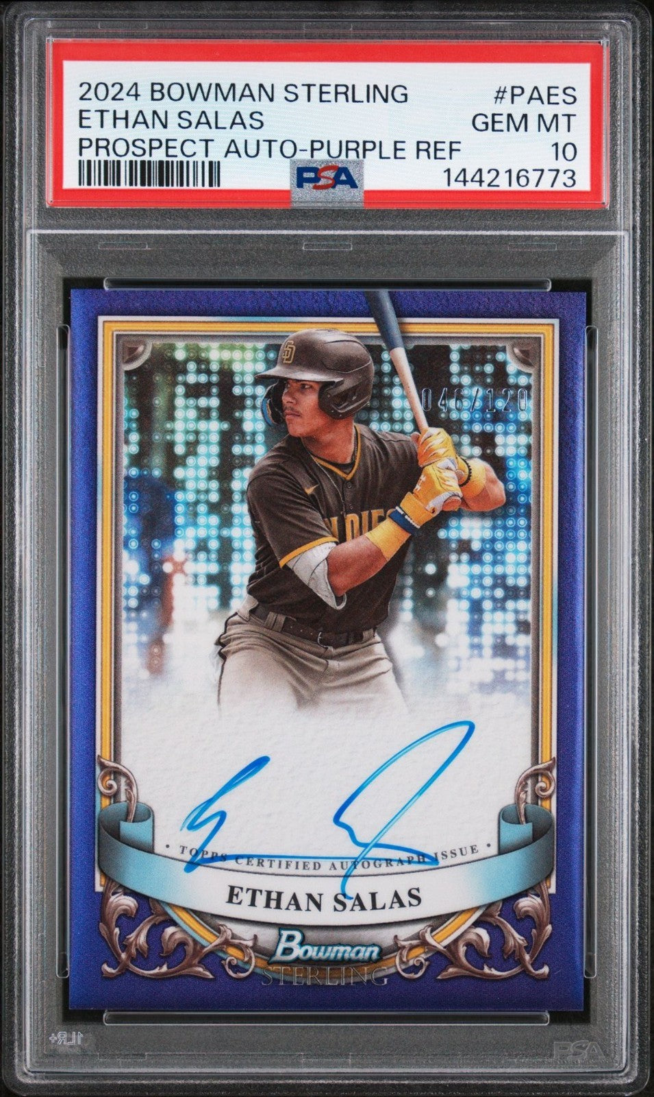 PSA 10 2024 Bowman Sterling Ethan Salas Prospect Auto Purple Refractor /120