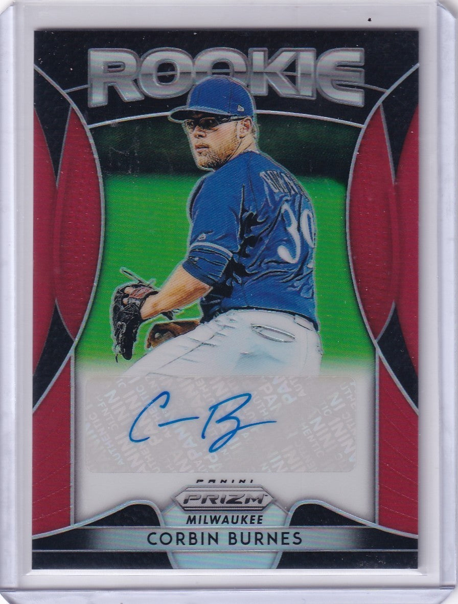 2019 Panini Prizm Rookie Autographs Red #RA-CB Corbin Burnes RED PARALLEL SP RC