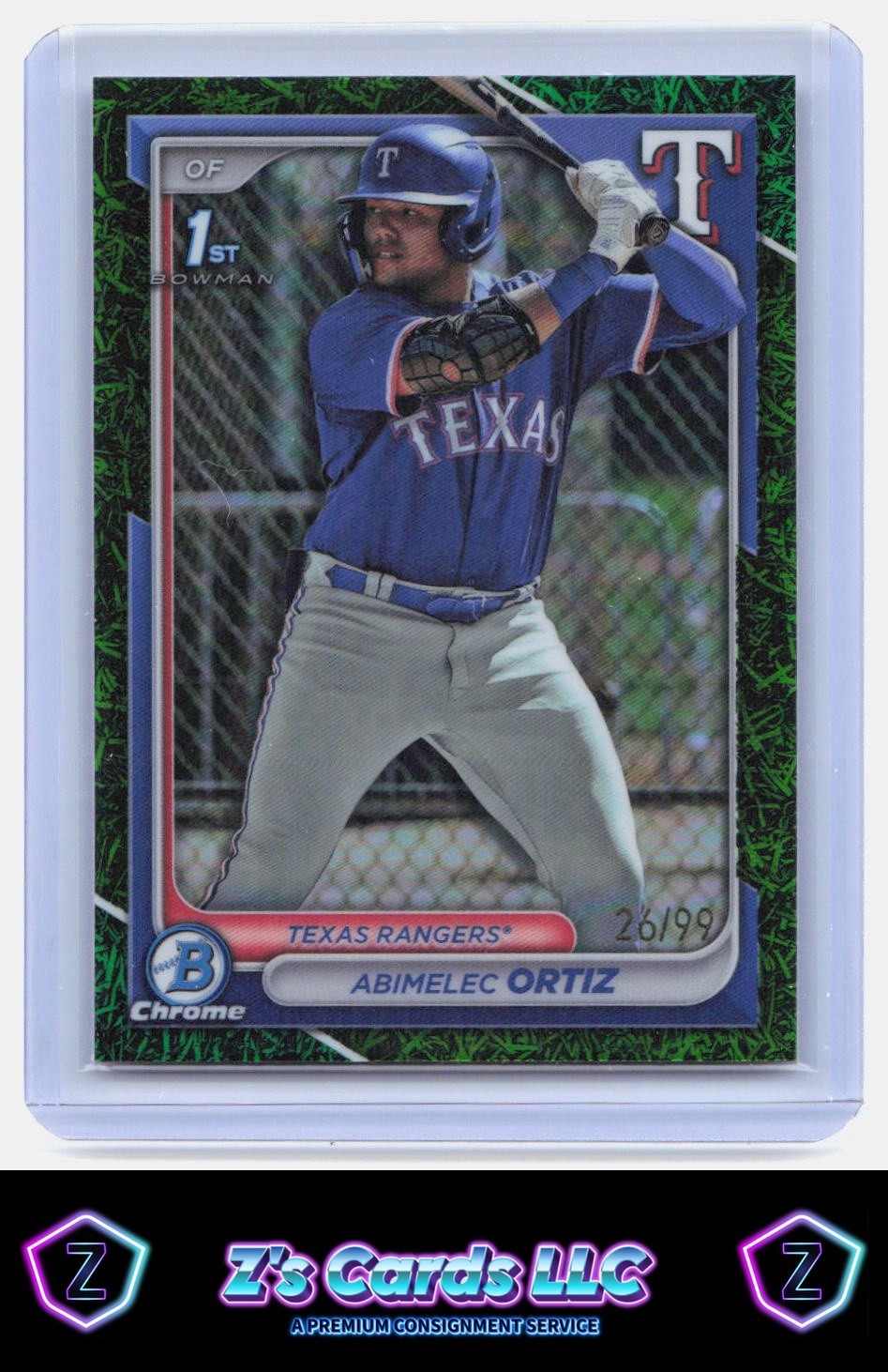 2024 Bowman #BCP-16 Abimelec Ortiz Chrome Prospects Green Grass /99