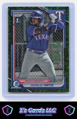2024 Bowman #BCP-16 Abimelec Ortiz Chrome Prospects Green Grass /99