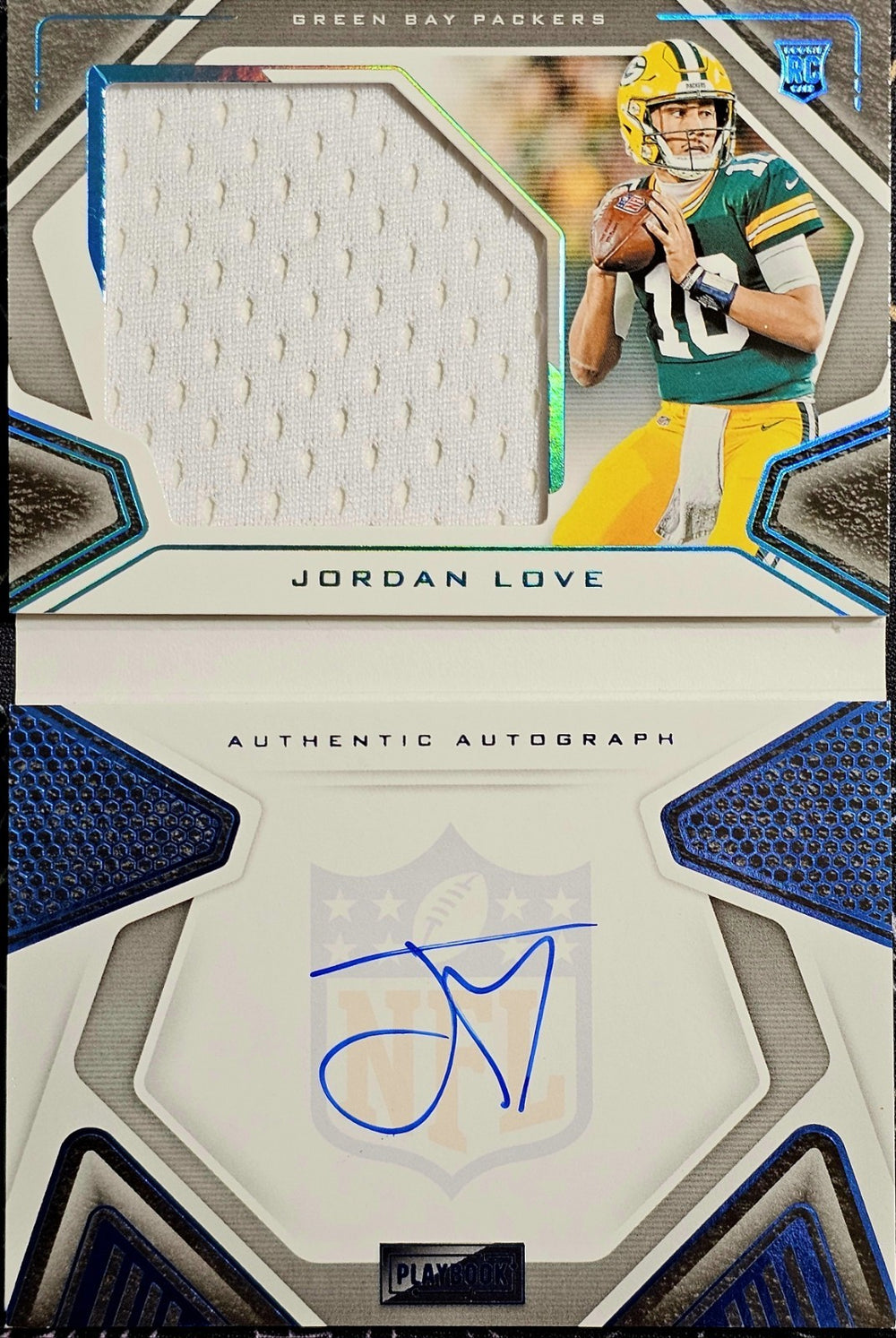 2020 Panini Rookies Playbook Jersey Autographs Jordan Love 204 Blue Foil /49 RPA