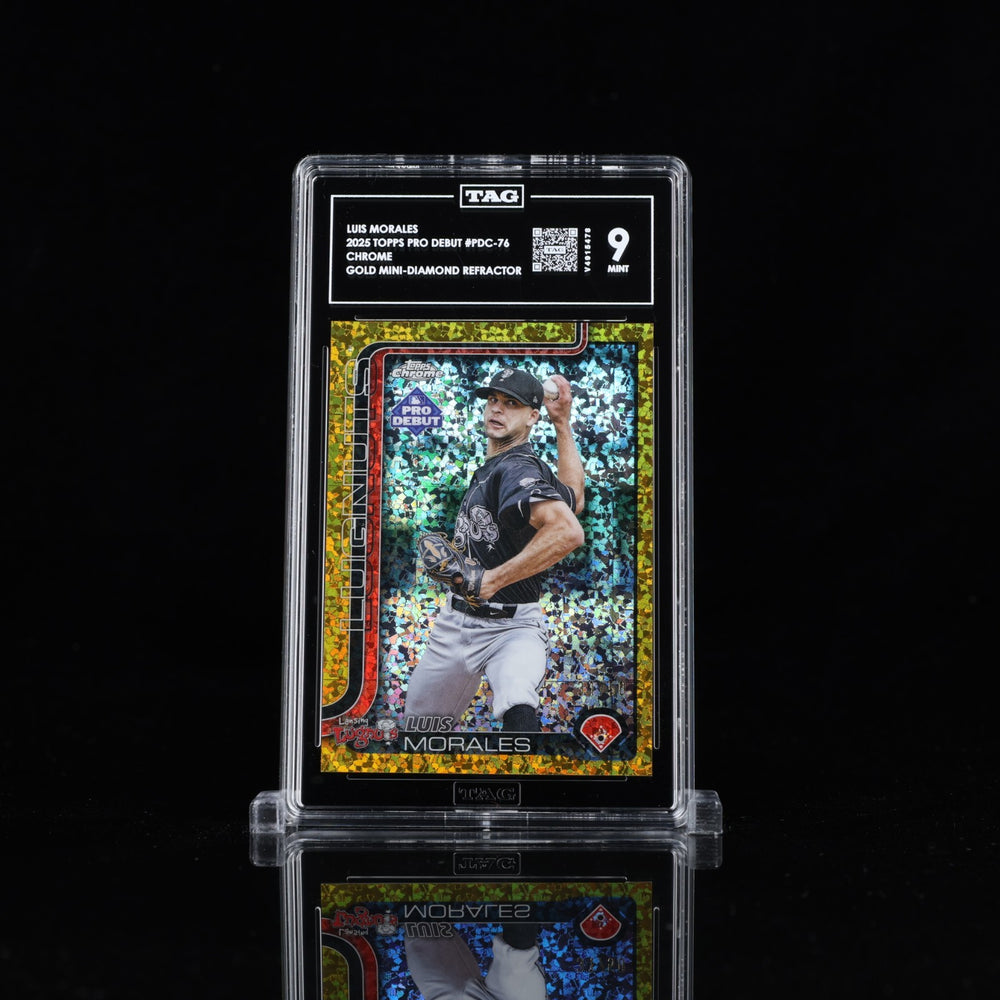 TAG 9 2025 Topps Chrome Pro Debut Gold Mini Diamond Refractor Luis Morales /50
