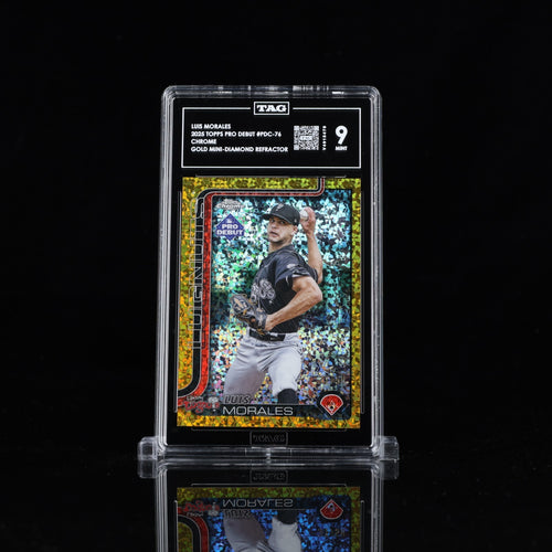 TAG 9 2025 Topps Chrome Pro Debut Gold Mini Diamond Refractor Luis Morales /50
