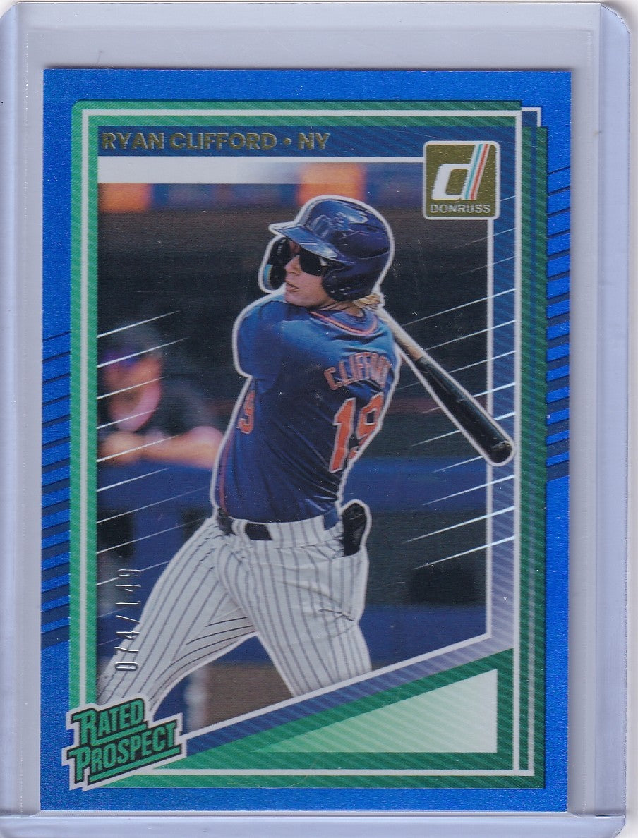 2025 Panini Donruss Rated Prospects Ryan Clifford 198 Holo Blue /149 Color match