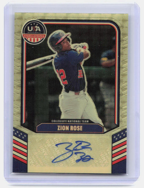 2026 Panini Stars & Stripes #CNT-ZR Zion Rose GOLD VINYL AUTO 1/1 Top Prospect