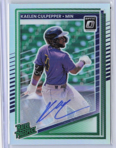 2025 Donruss #120 Kaelen Culpepper Rated Prospects Optic Signatures AU Twins