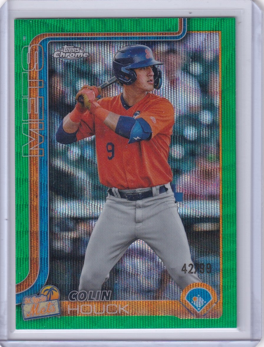 2025 Topps Pro Debut Colin Houck Chrome Green Wave Refractor /99 Mets Prospect