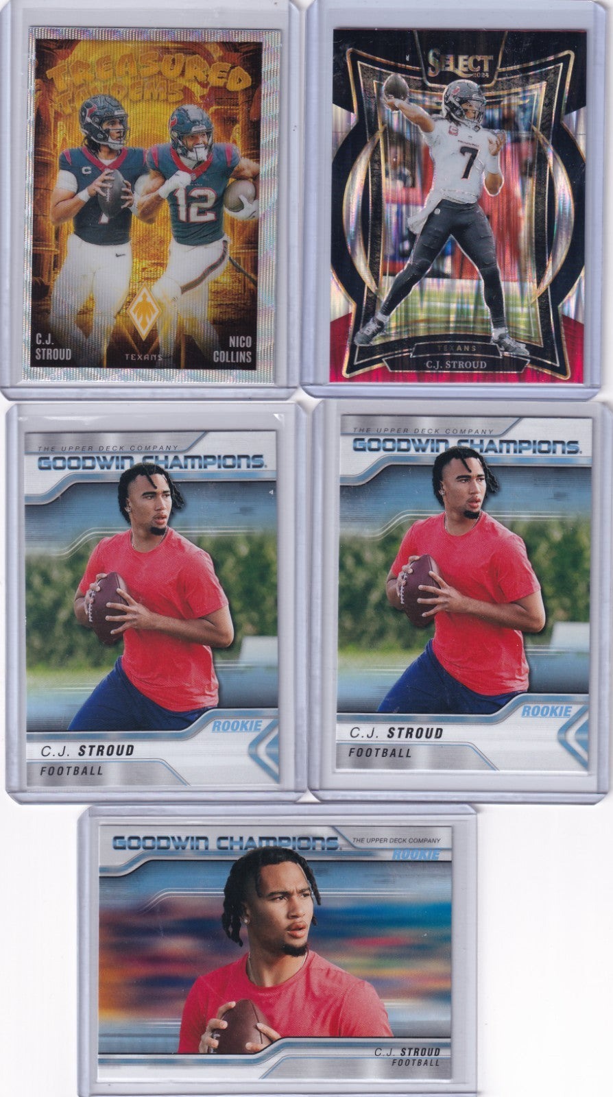 2023-24 (5) Card Lot CJ STROUD 3 Rookies Goodwin Champions Phoenix Wave SP SHOCK