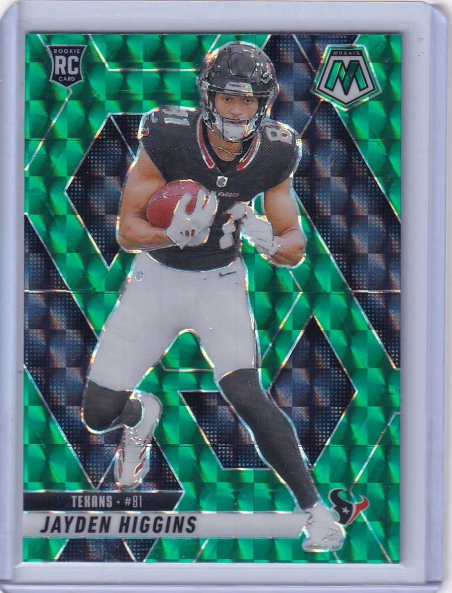 2025 Panini Mosaic Jayden Higgins Green Mosaic Prizm No. 346 Texans Rookie (RC)