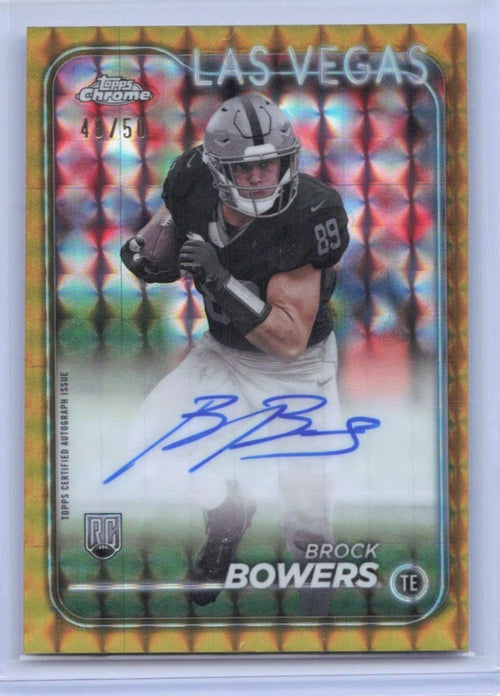 2024 Topps Chrome Brock Bowers #RA-BBO Rookie Gold Refractor Auto /50 (RC)