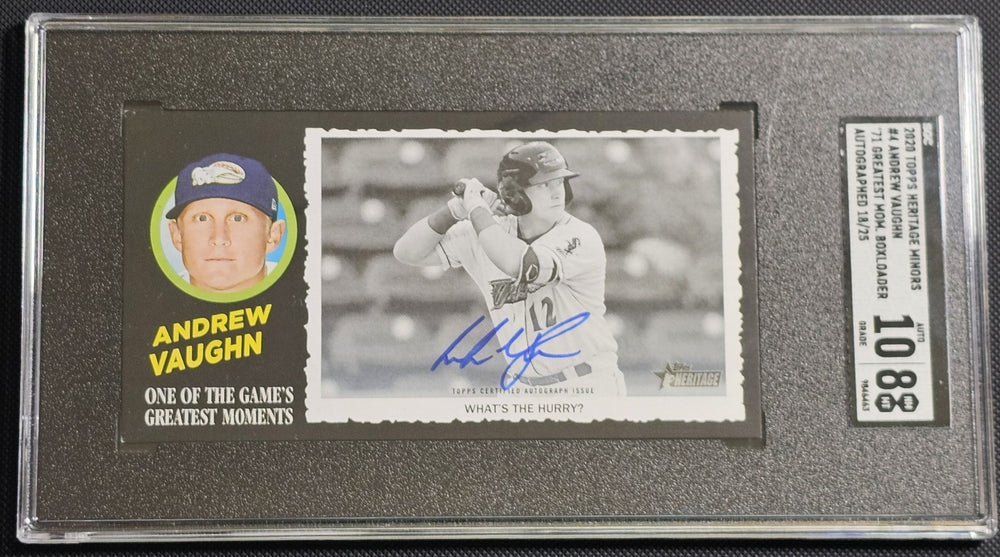 SGC 8/Auto 10 - 2020 Topps Heritage Minor League #4 ANDREW VAUGHN PRC Auto /25