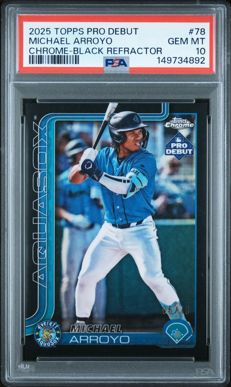 PSA 10 GEM Michael Arroyo 2025 Topps Pro Debut #PDC78 Chrome Black Refractor /10