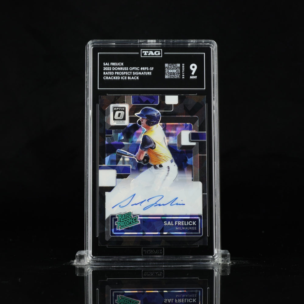 TAG 9 2022 Panini Donruss Optic SAL FRELICK RC Black Cracked Ice Prizm AUTO /30