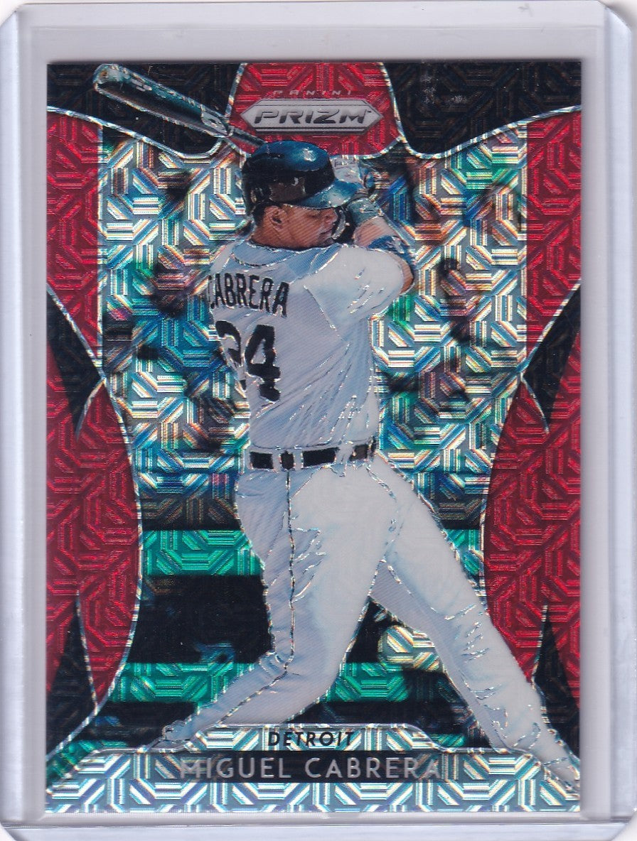 Miguel Cabrera 2019 Panini Prizm #12 RED MOJO /299 Detroit Tigers Parallel