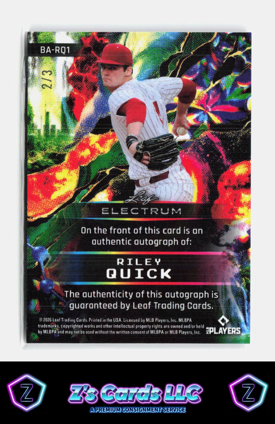 2026 Leaf Electrum - Base Autographs Silver Riley Quick /3 Twins SN, AU