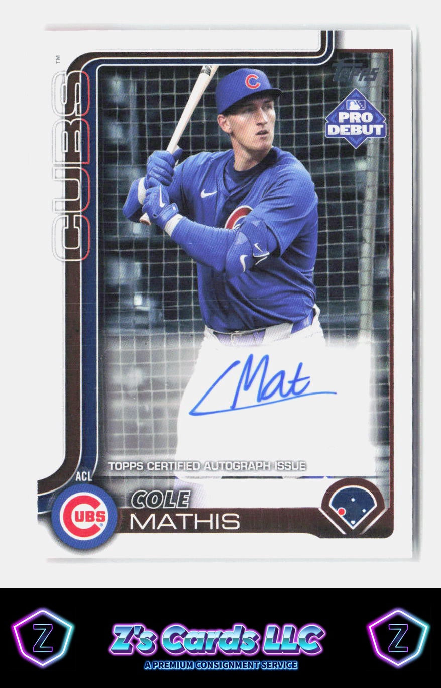 2025 Topps Pro Debut Cole Mathis Prospect Auto Cubs AU