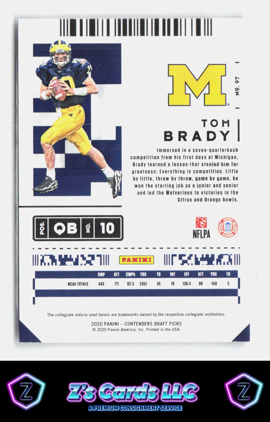 2020 Panini Contenders Draft Picks Tom Brady Wolverines