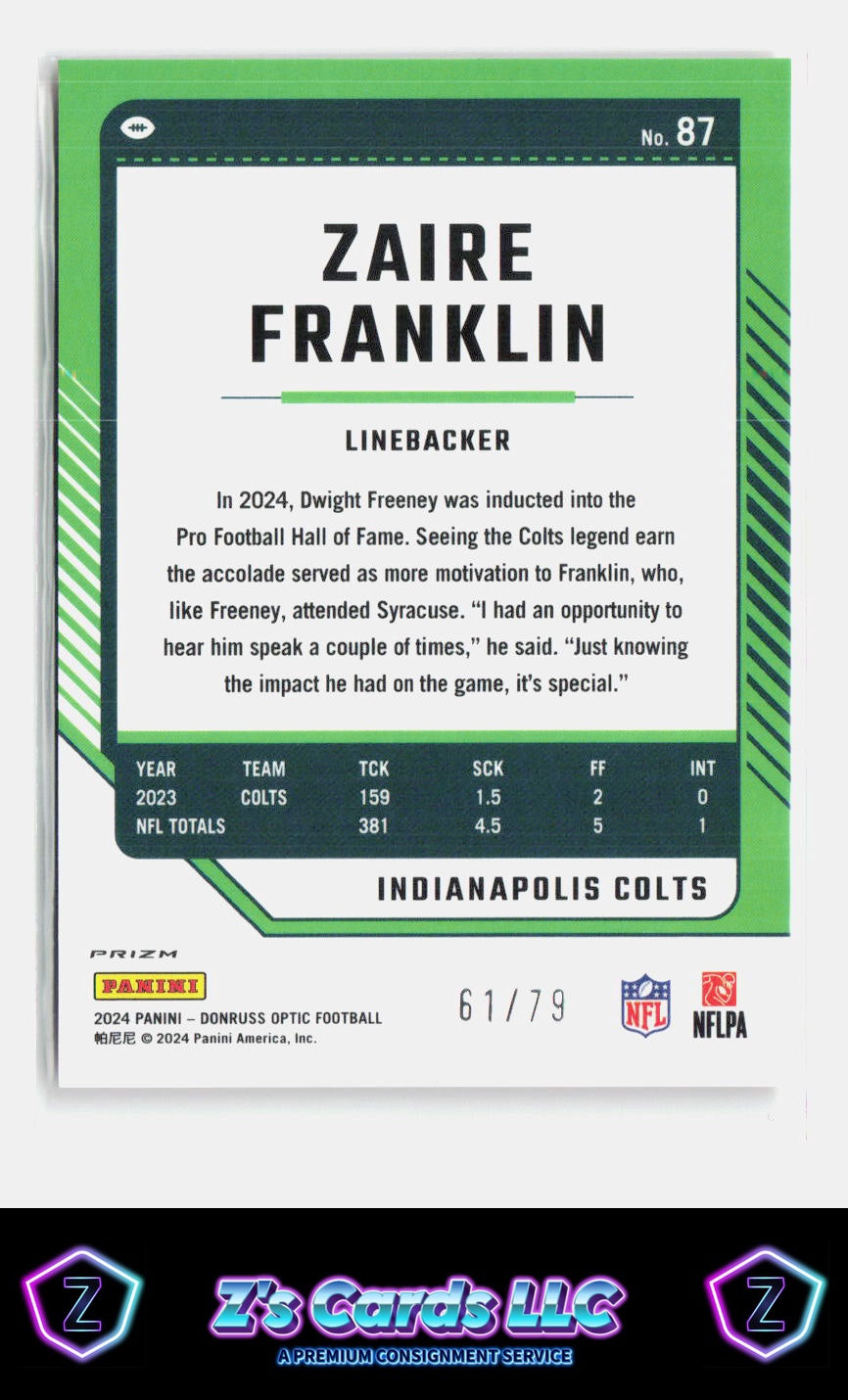 2024 Donruss Optic Zaire Franklin Orange Scope /79 Colts