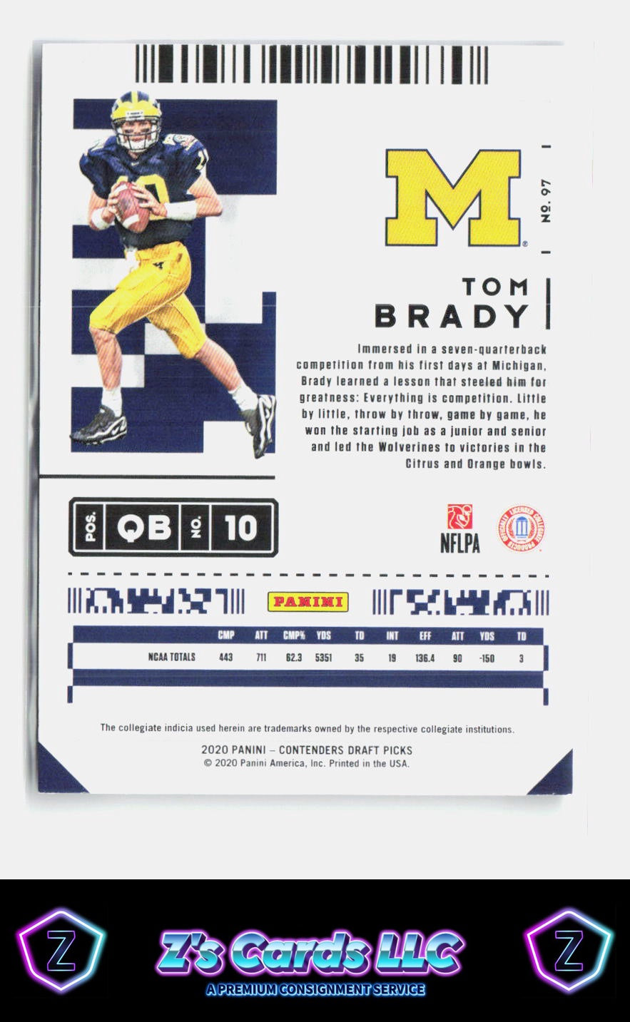 2020 Panini Contenders Draft Picks Tom Brady Wolverines