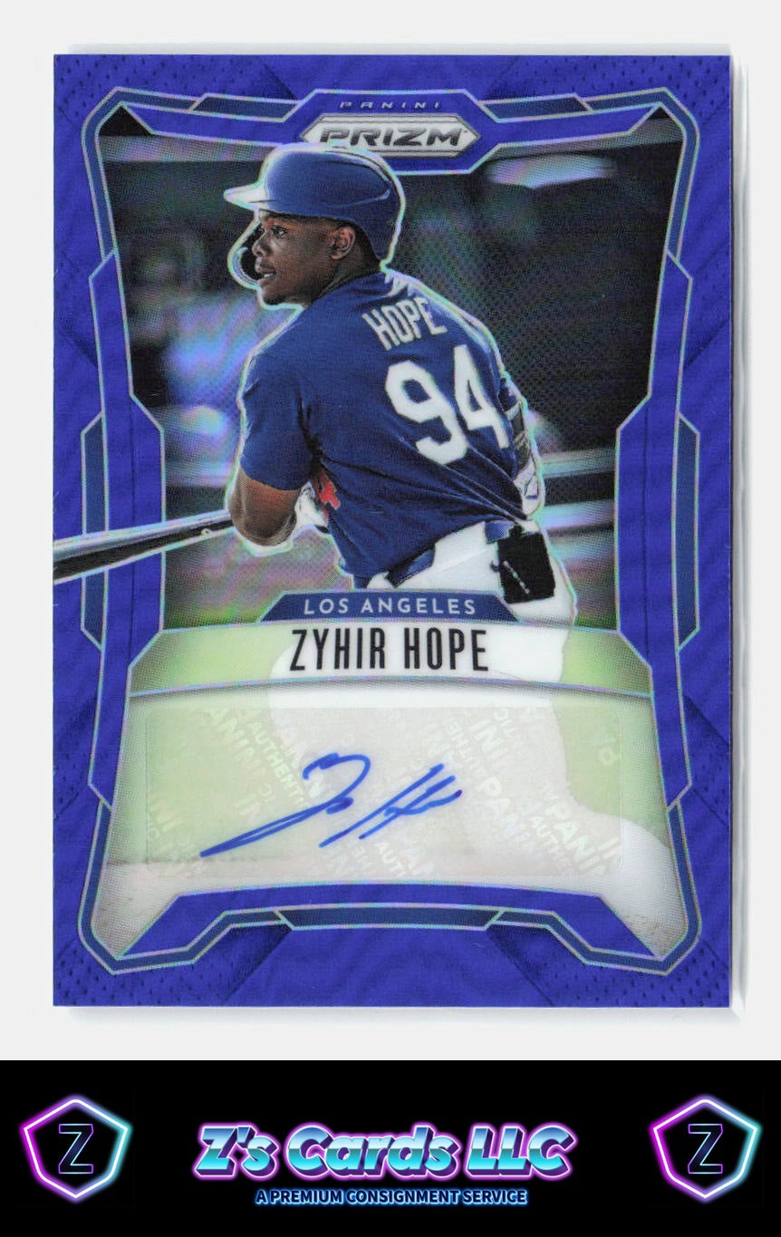 2026 Panini Prizm Zyhir Hope Dodgers Blue Prizm Auto /49 COLOR MATCH
