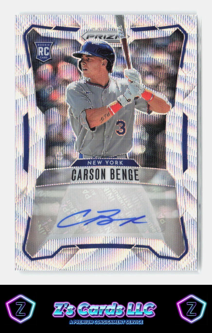 2025 Panini Prizm Carson Benge Mets Silver Wave Prizm Autograph /199 (RC)
