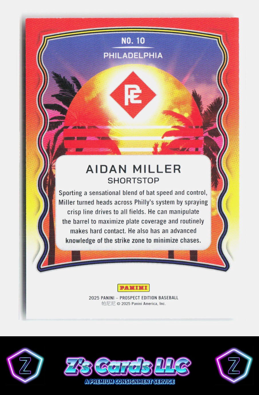 2025 Panini Prospect Edition Aidan Miller Phillies SN, Gold Foil /10
