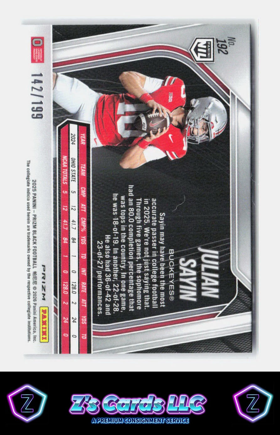 2025 Panini Prizm Black Julian Sayin True Blue Prizm /199 Buckeyes